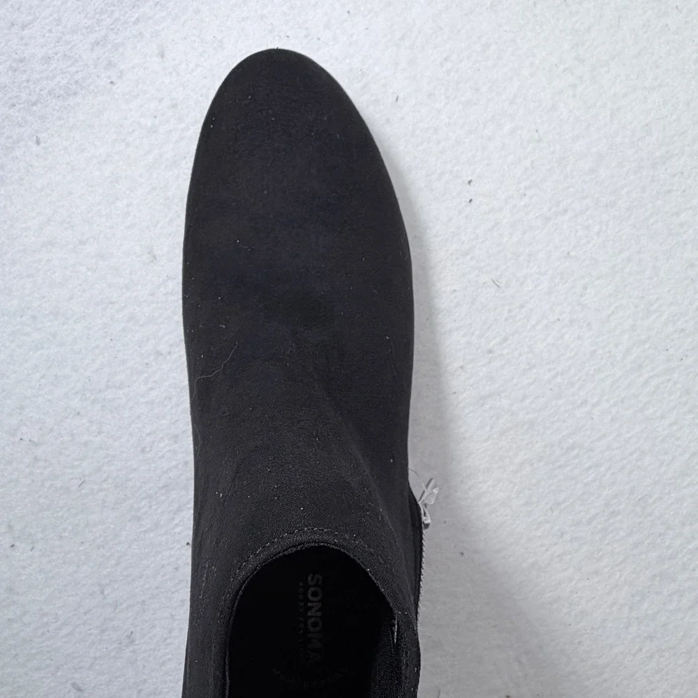 Sonoma Goods For Life Osmona Black Faux Suede Memory Foam Ankle Booties Girls 6